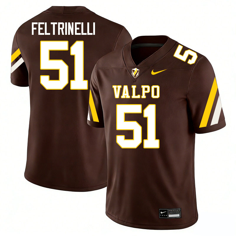 Valparaiso Beacons #51 Anthony Feltrinelli College Football Jerseys,Uniforms-Brown